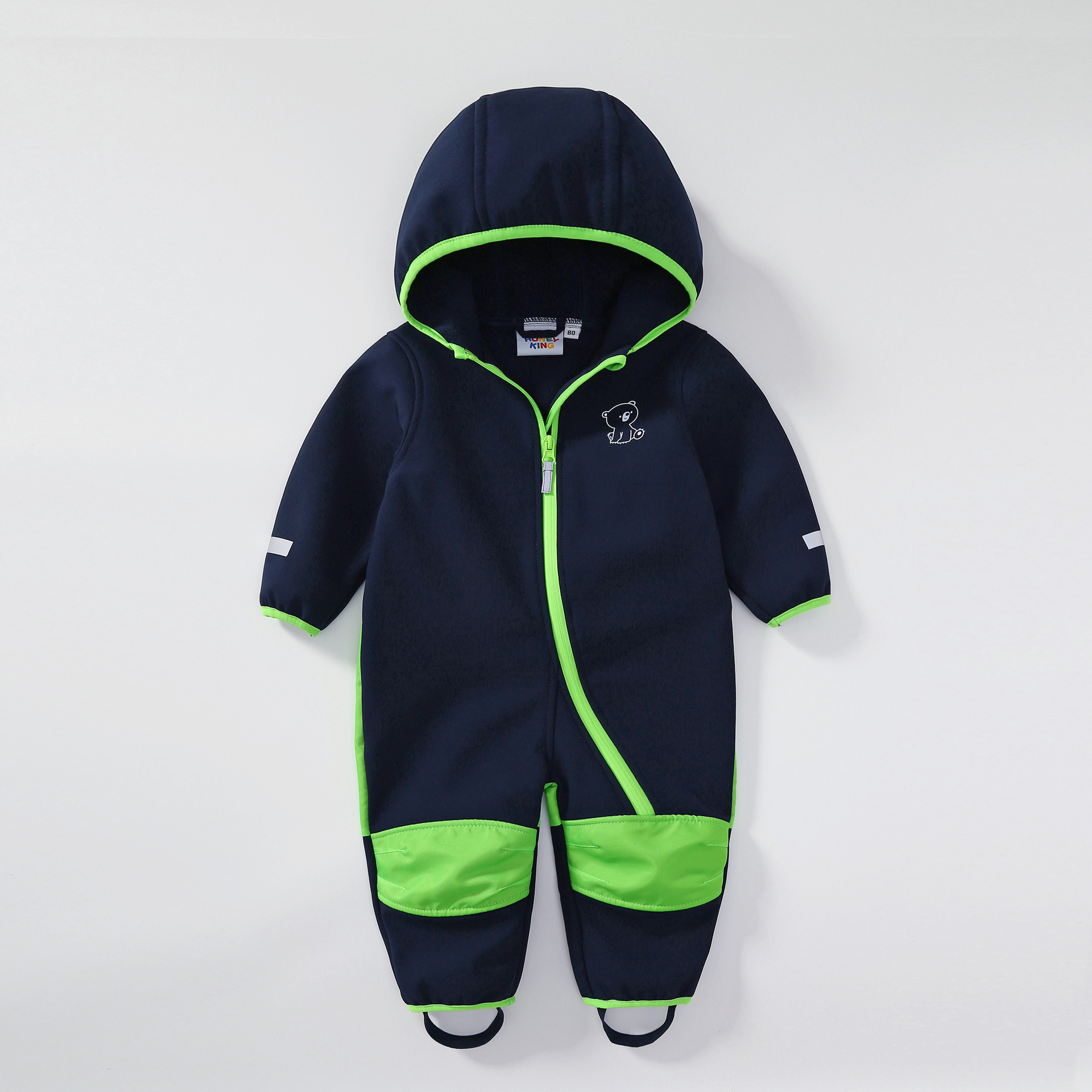 Baby Outdoor Fleece-Lined Thick Warm Softshell Romper Jumpsuit