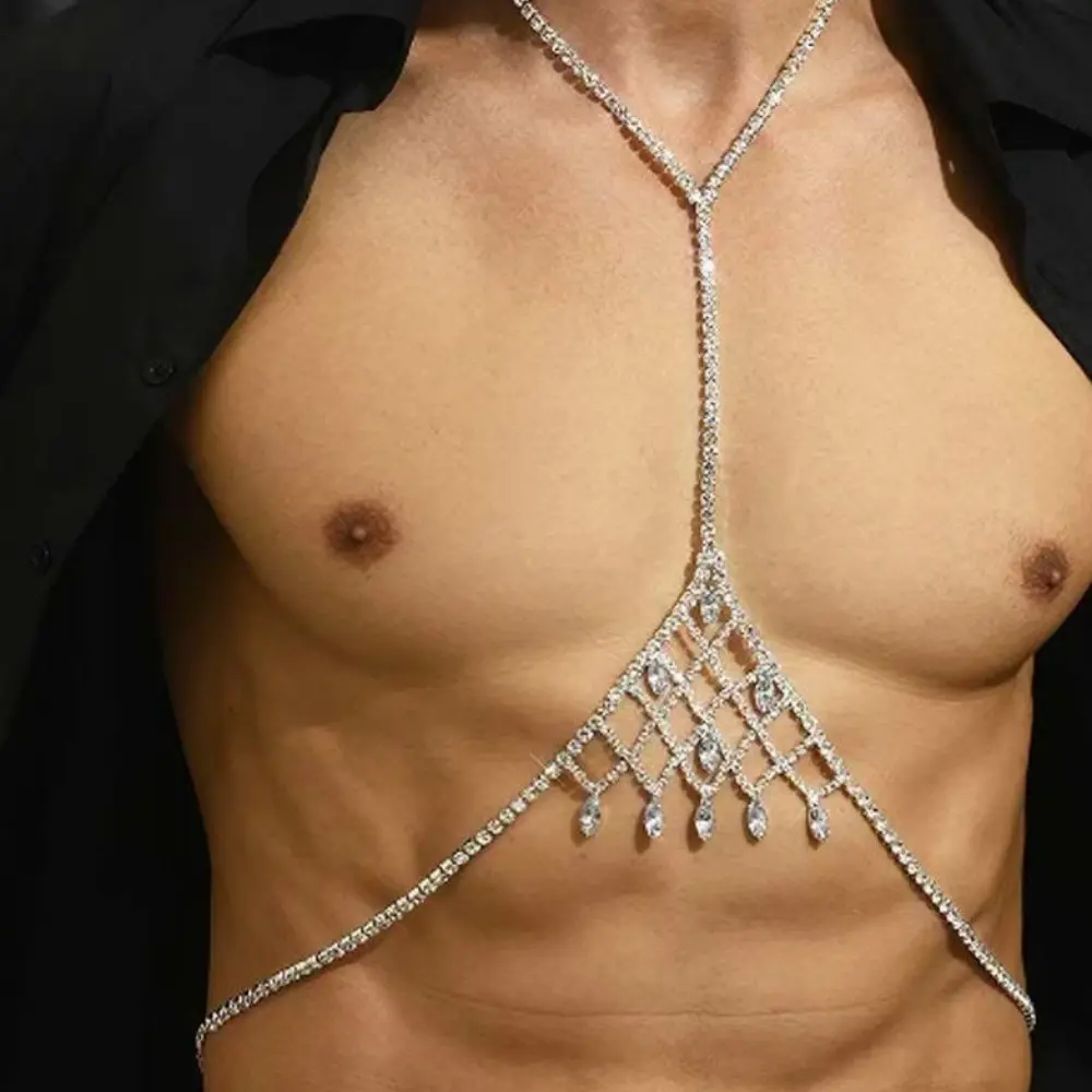 Luxury Rhinestone Mesh Pendant Men's Women's Chest