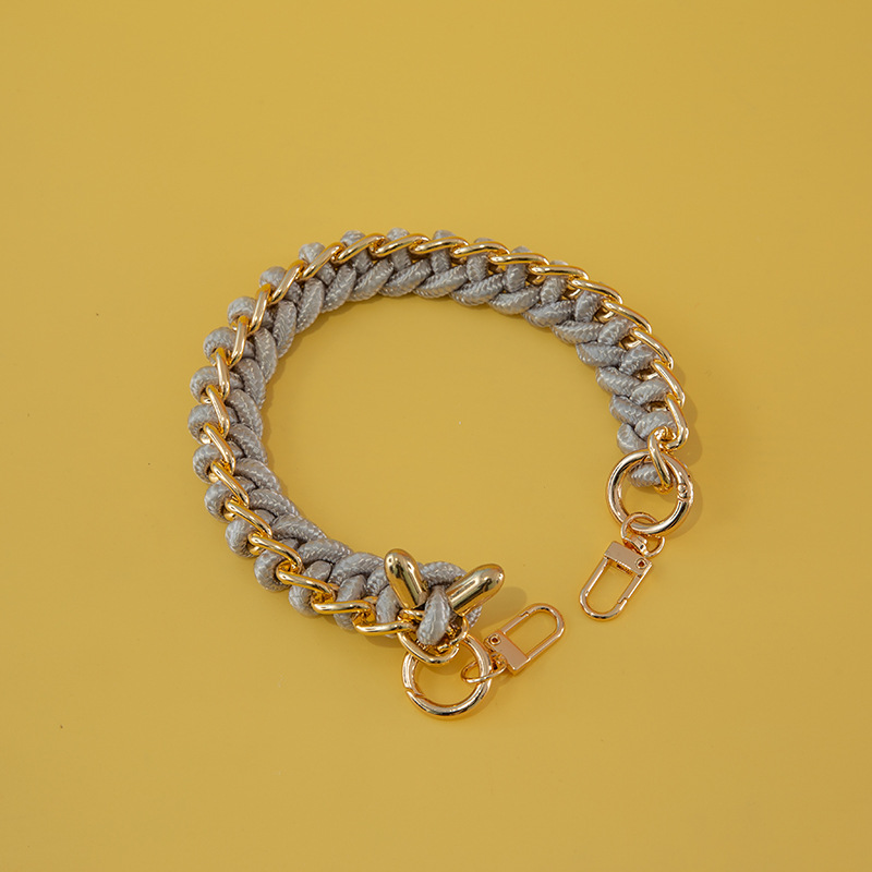 حقيبة نسائية منسوجة مرفقة بحزام قصير 40 سم ومزودة بإبزيم، قابلة لتعليق الهاتف المحمول