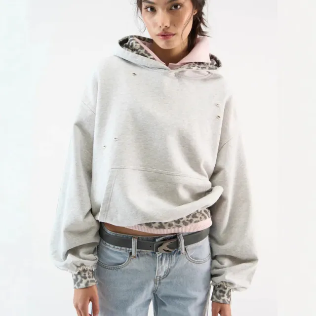 Simple And Stylish Color blocked Camouflage Hoodie With A False Two piece Design White - Shop at LoveMi
