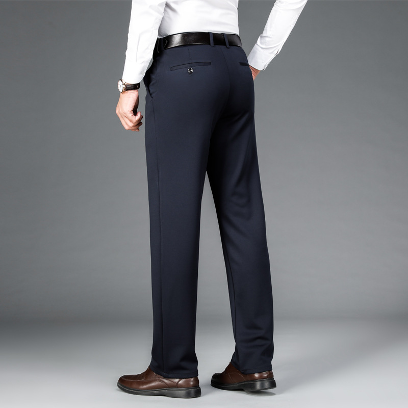 Mens Stretch Business Straight-Cut Casual Pants