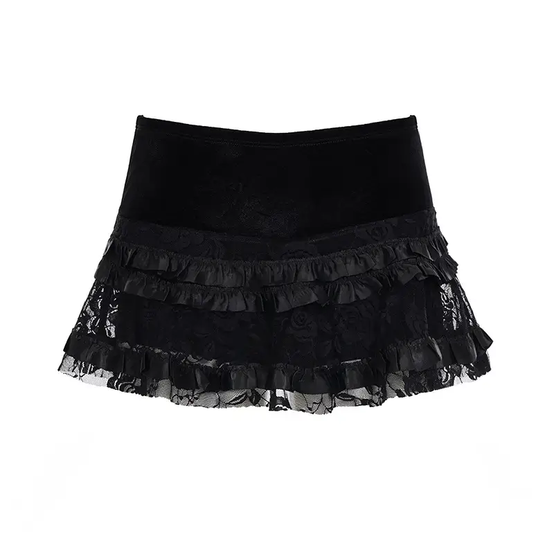 Sexy Lace-panel Skirt With A Niche Vibe Low-rise Shorts That Elongate The Legs