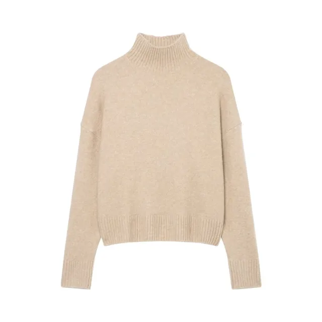 Temperamentally Soft Stand Collar Sweater Tan - Shop at LoveMi