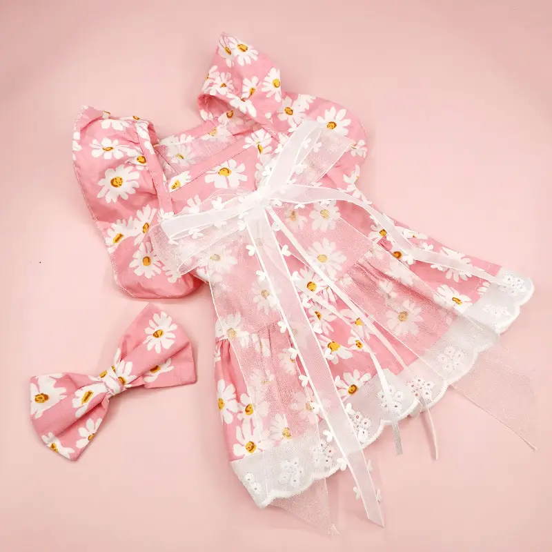 Breathable Dog Skirt Lace Princess Plaid Gauze Skirt