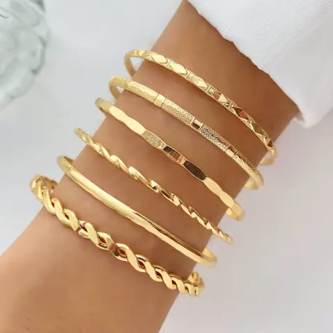Bohemian Metal Chain Bracelet Set for Women Geometric Gold