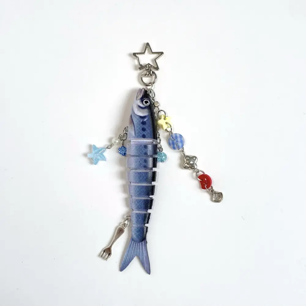 Simulation Lure Multi-Section Fish 5-Color Keychain