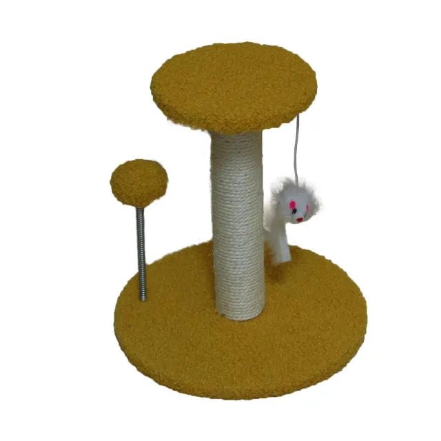 Scratching Pole Masher Vertical Non chip Cat Climbing Frame Teddy Plush Yellow - Shop at LoveMi