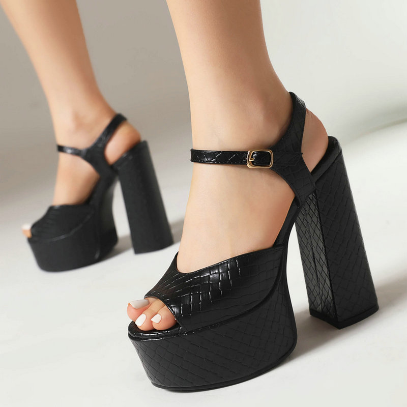 Womens Chunky-heel Ultra-high-heeled Platform High-heeled Sandals