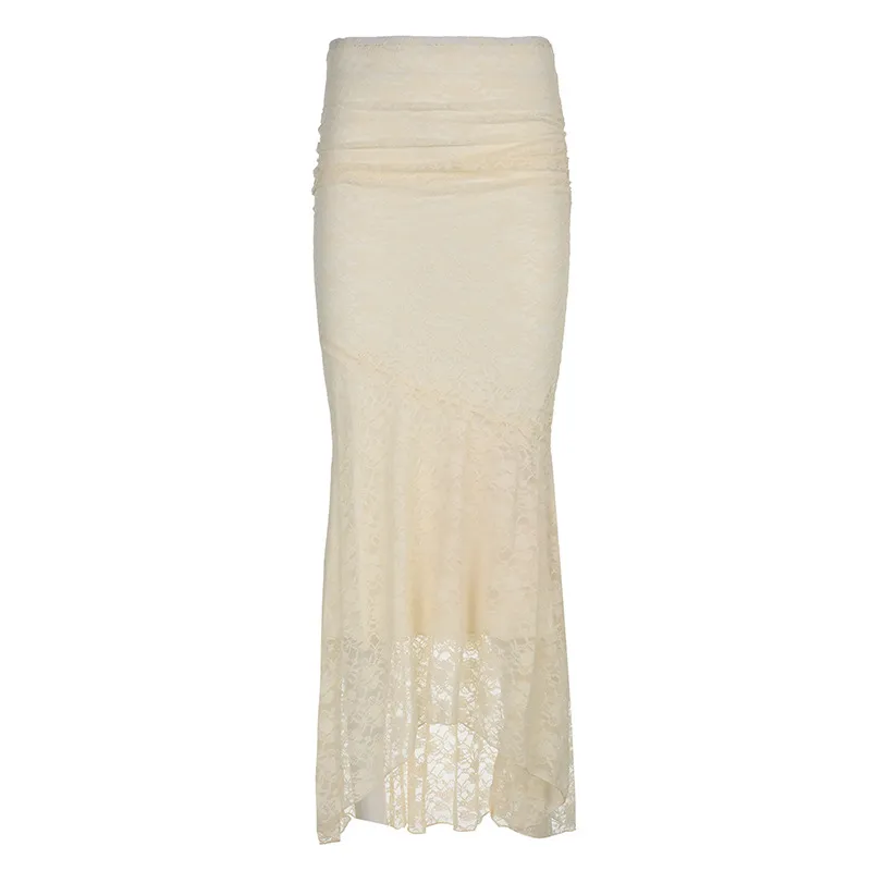 Baroque Style Retro Lace Fishtail Skirt Women - Skin Color