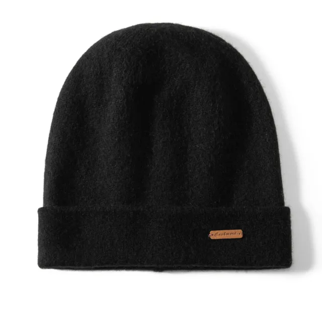 Double Layer Cashmere Knitted Hat Winter Fashion Black - Shop at LoveMi