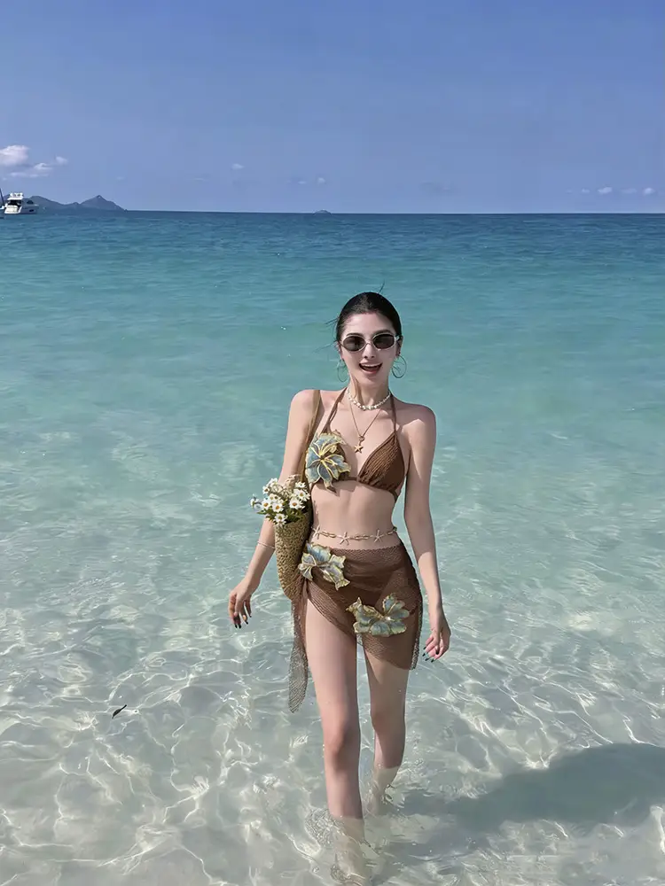 Lace-up Sexy Bikini Three-piece Set