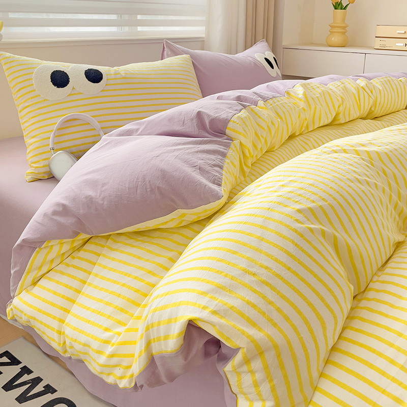 Big Eyes Four-piece Bedding Set Sanding Duvet Cover Bedding Suit - Image 8