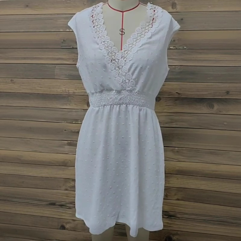 SpringSummer French Style Lace V Neck Dress thumbnail 4