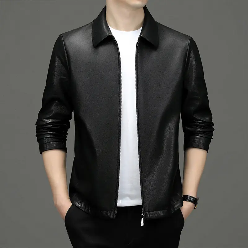 Lapel Ecological Real Leather Clothes Coat Jacket