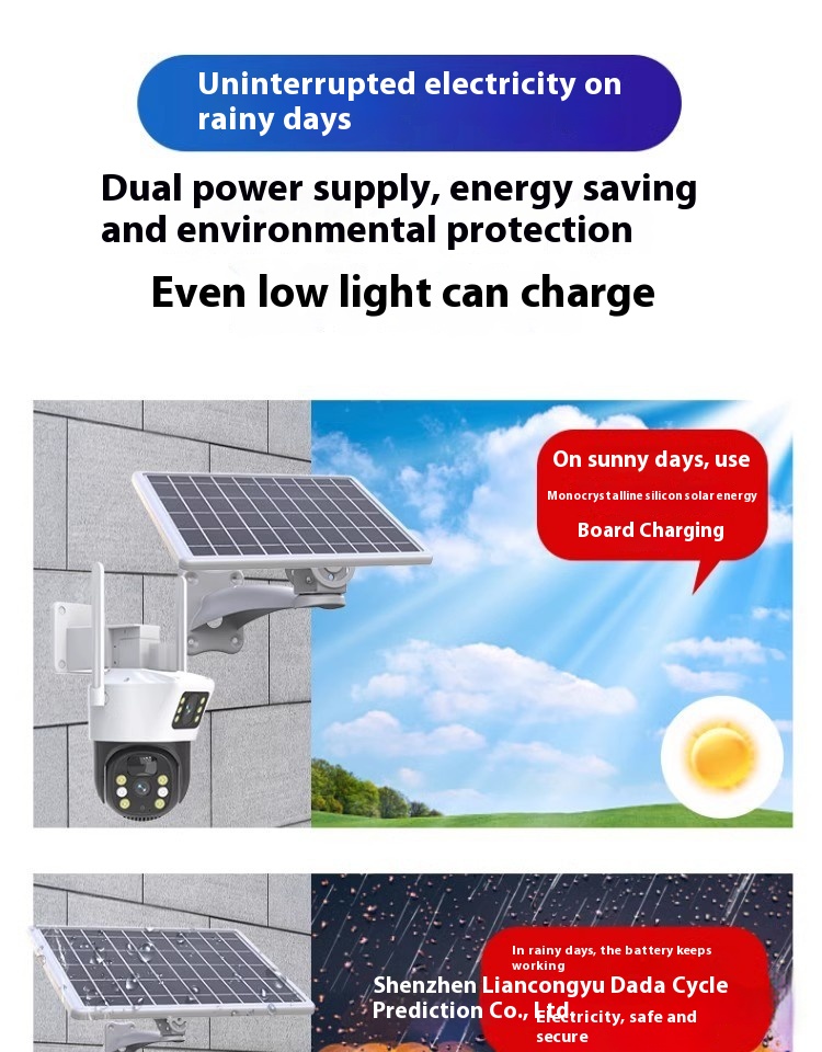 Solar Home Surveillance Camera Dual-screen Outdoor Wifi4g Intelligent Network - Image 3