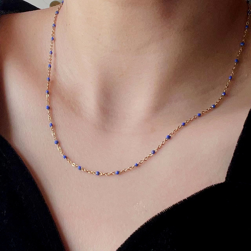 Colored Drip Glaze Beanie Necklace For Women Light Luxury Minority