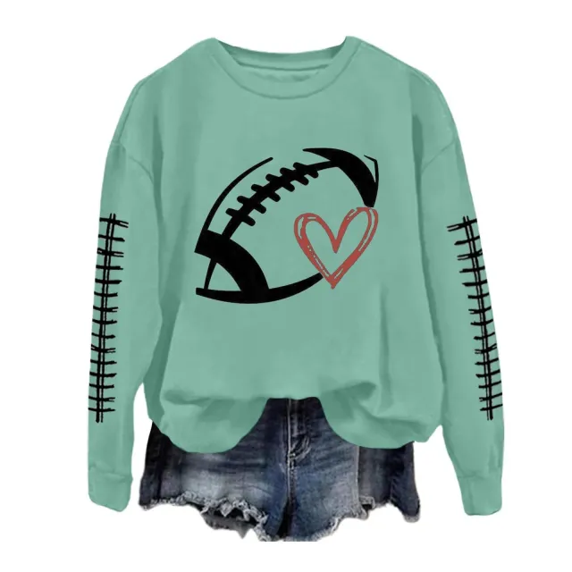 Women's Sweatshirt Baseball Uniform Printed Long sleeved Sweater Sweatshirt Light Green - Shop at LoveMi
