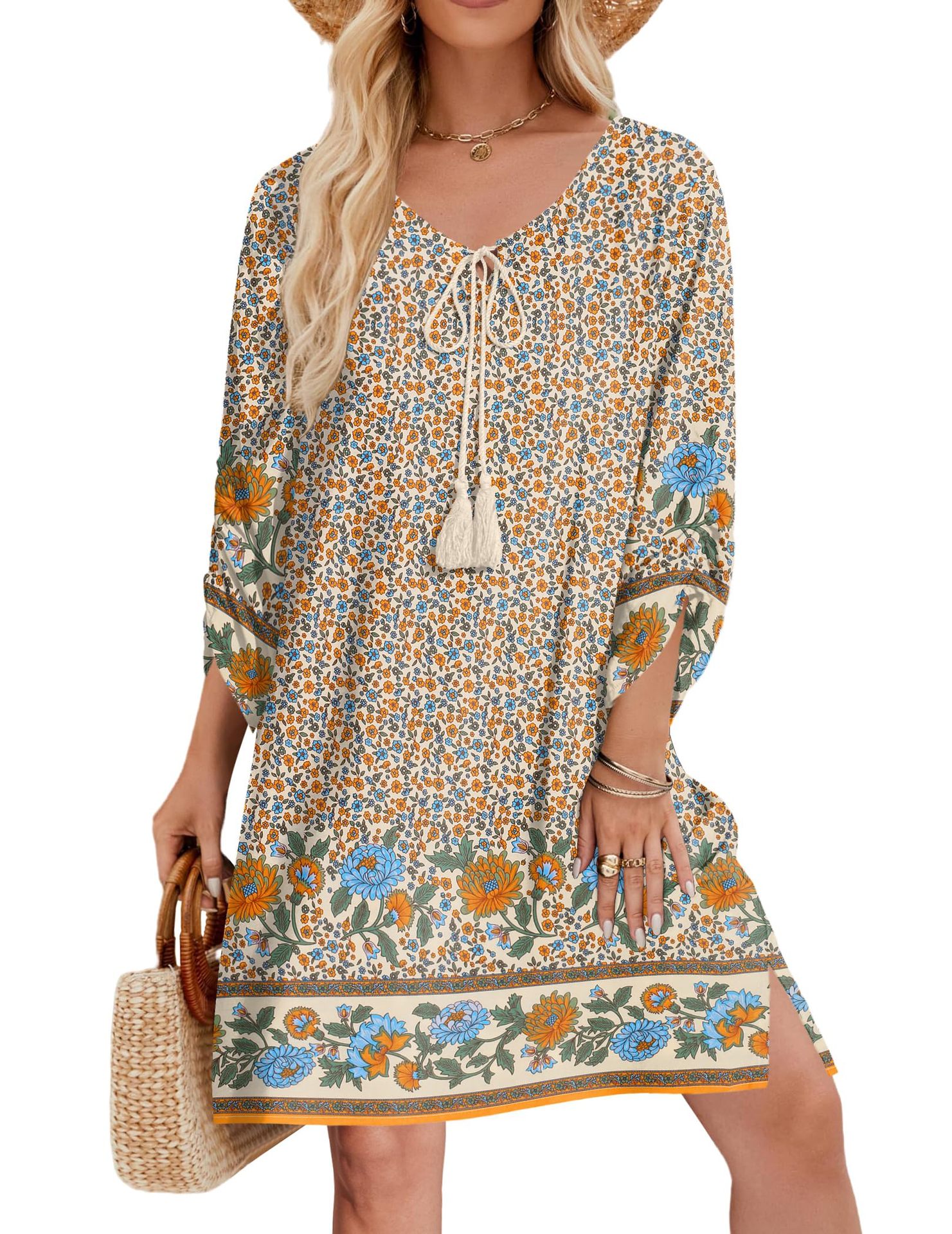 Women's Casual Bohemian V Neck Tie Dye Print Dress Style5 Xxl - Shop at LoveMi