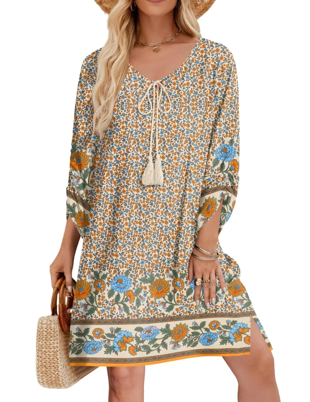 Women's Casual Bohemian V-Neck Tie-Dye Print Dress - Style5-Xxl