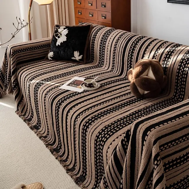 Retro Mid ancient Sofa Cover Cloth Universal A Whole Full Cover Sofa Cover Black - Shop at LoveMi