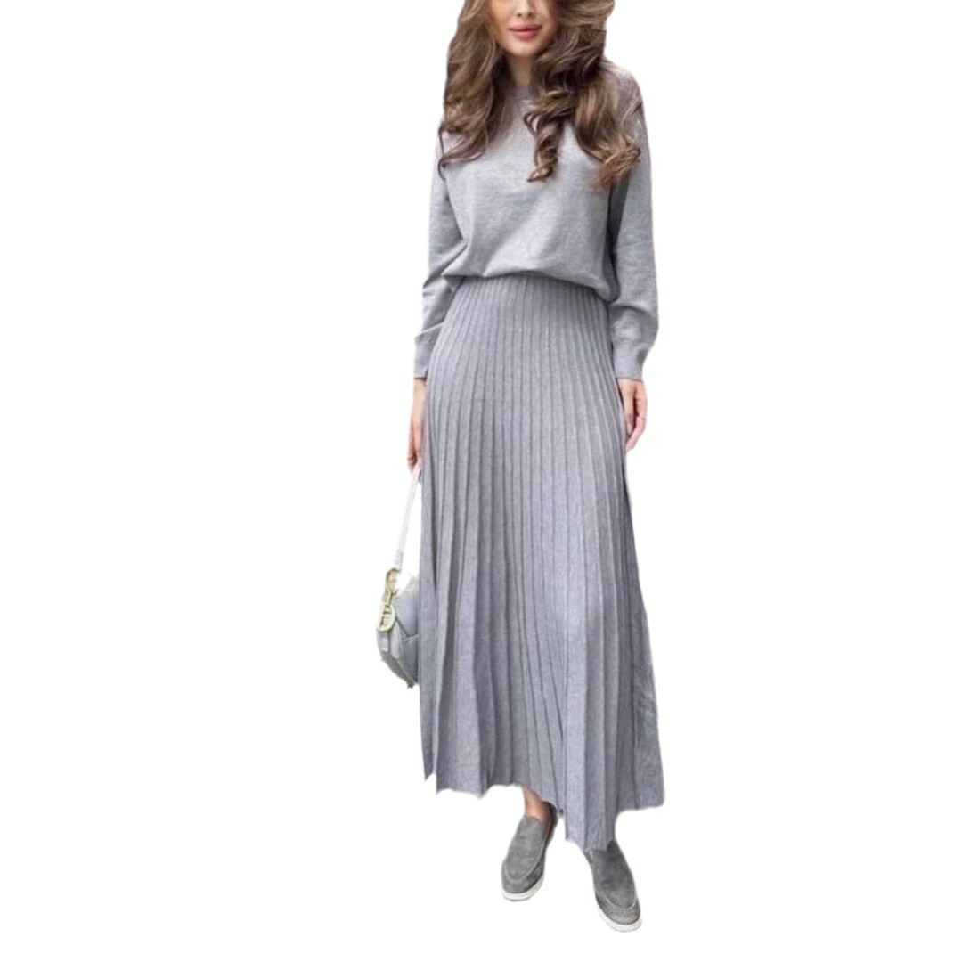 Women's Long Sleeve Pleated Skirt Fashion Suit