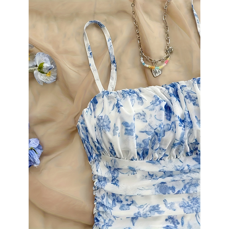 Women's Fashion Personalized French Floral Strap Dress