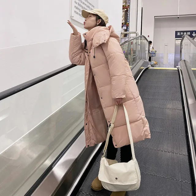 Loose Thick Long Stand up Collar Hoodie Padded Coat Cotton padded Coat Pink - Shop at LoveMi