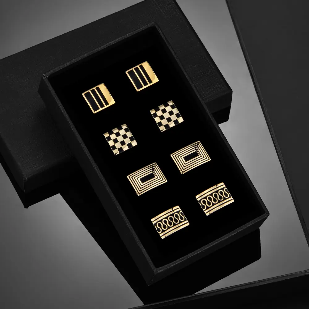 French Fashion Enamel Gold Plated Copper Cufflinks