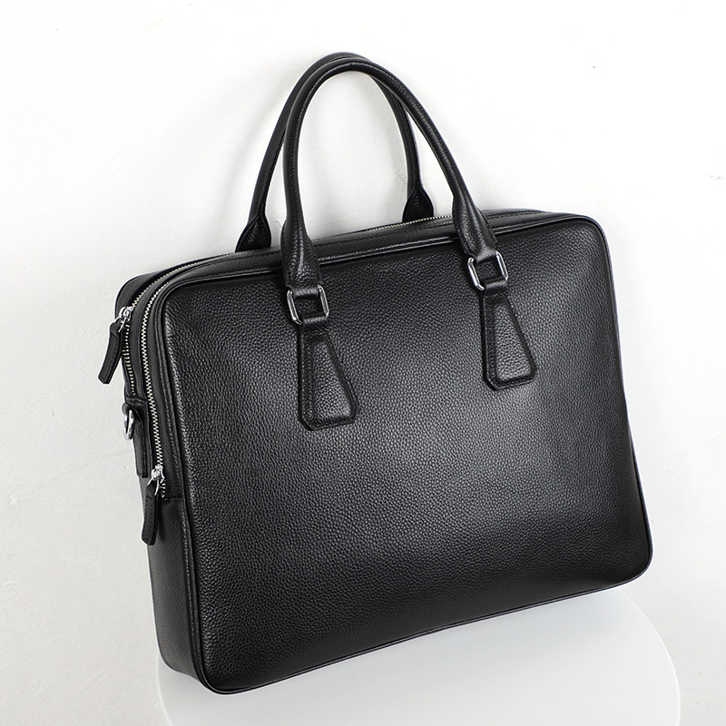 Handbag Men's Leather Briefcase Cowhide Horizontal Large Capacity — foto 6