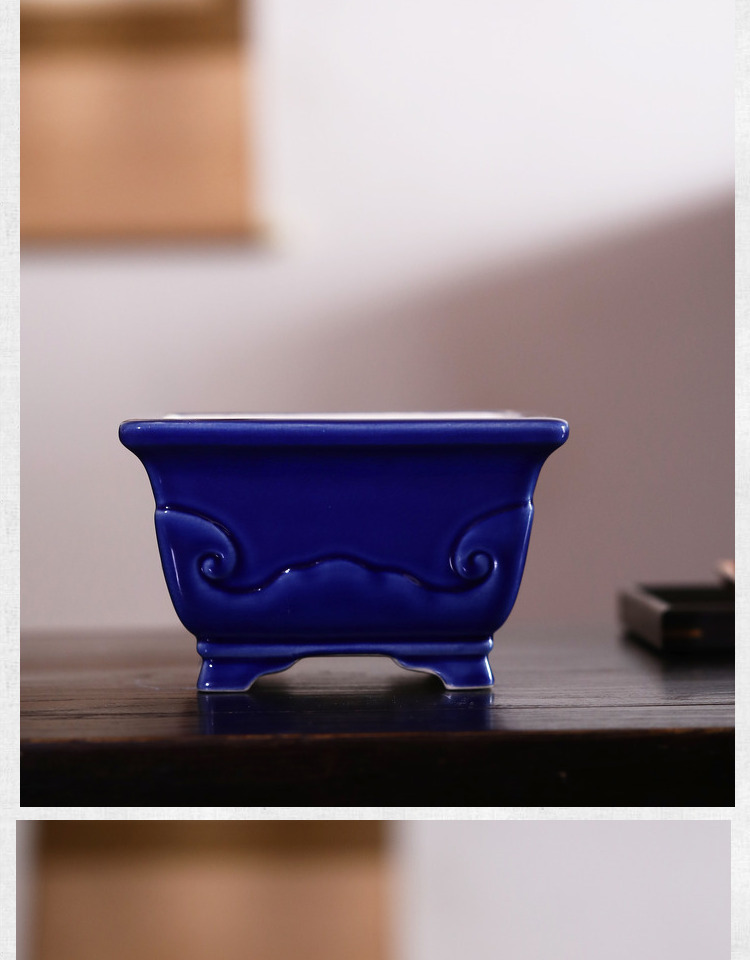 Title 10, Square Ruyi Bucket Purple Sand Flowerpot Ceramic