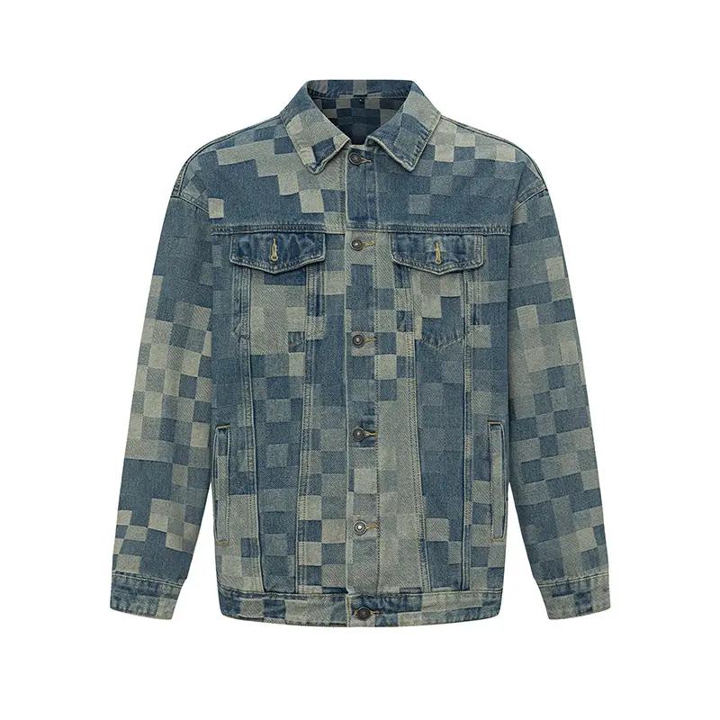 Youth Denim Short Gown Korean Style Mosaic