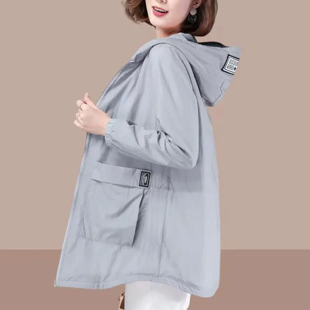New Mid length Loose fitting Plus size Sun protective UV blocking Jacket For Women Gray - Shop at LoveMi