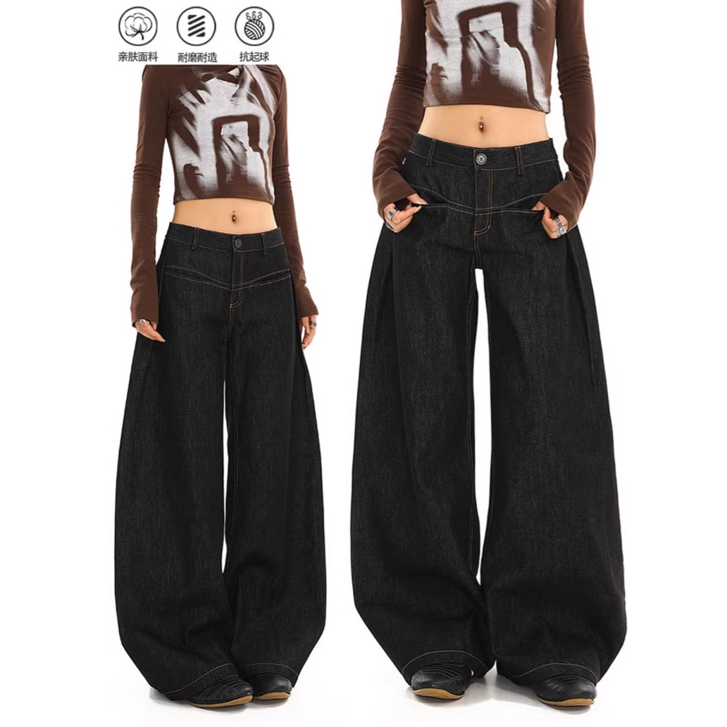 Designer-Style Silhouette Black Low-Rise Scissor Cut Jeans For Women