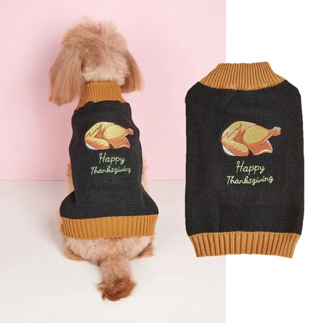 Thanksgiving Pet Clothes Lapel Retro Plaid Contrast Color Black Turkey - Shop at LoveMi