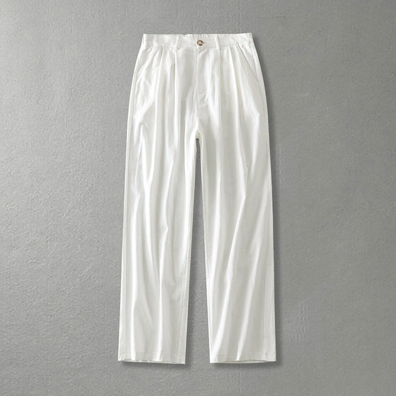 Cotton Linen Pants Men's Autumn Loose Straight
