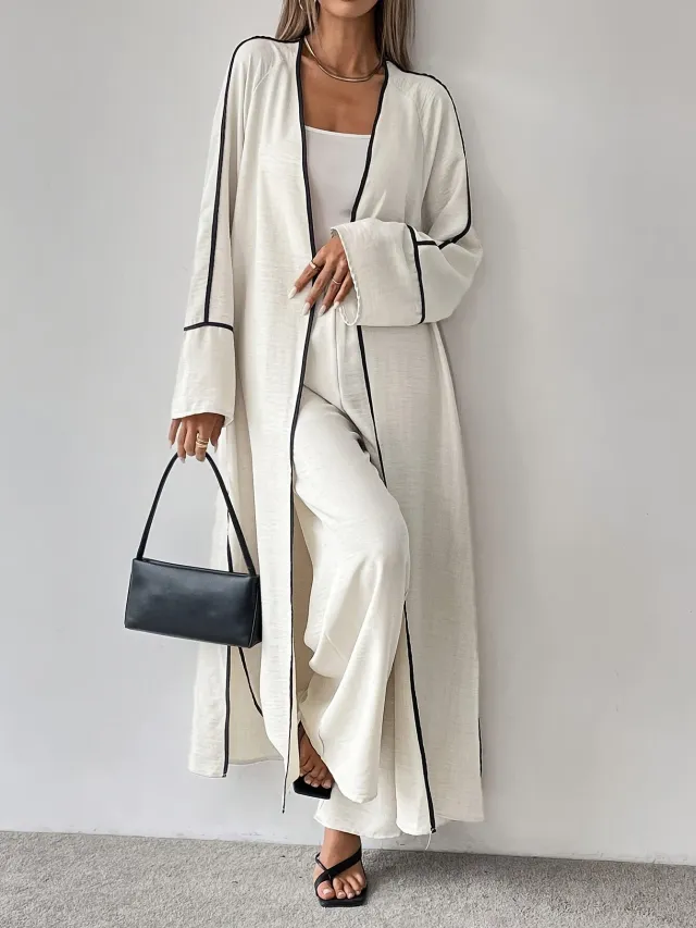 Fashionable Elegant Simple Women's Long sleeve Cardigan Long Suit Milky White - Shop at LoveMi