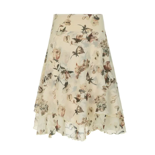 Sneaky Design Floral Flounce Irregular Long Dress 31004 Color - Shop at LoveMi