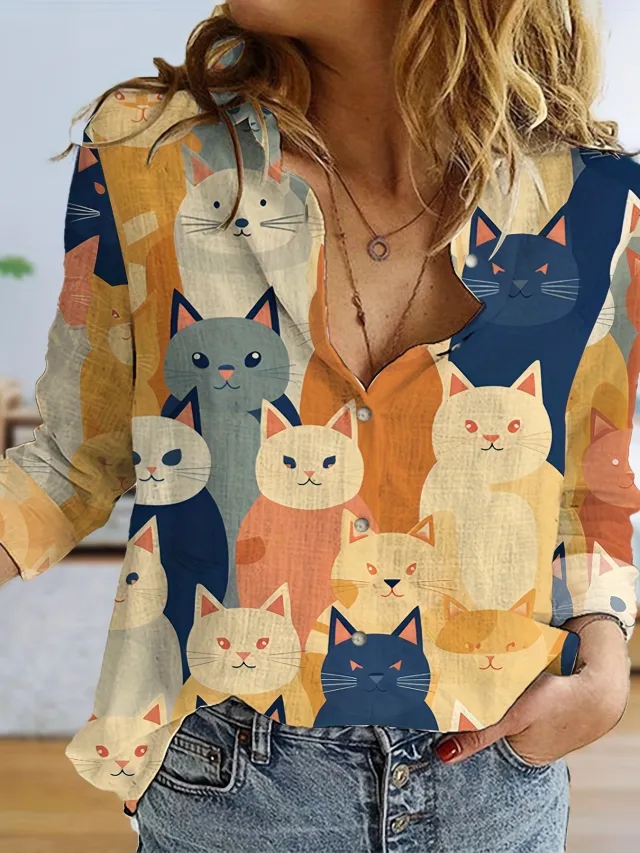 Love Sweet Fresh Casual And Comfortable 3D Digital Printing Loose Oversized Shirt Female Zhcscx15384 - Shop at LoveMi
