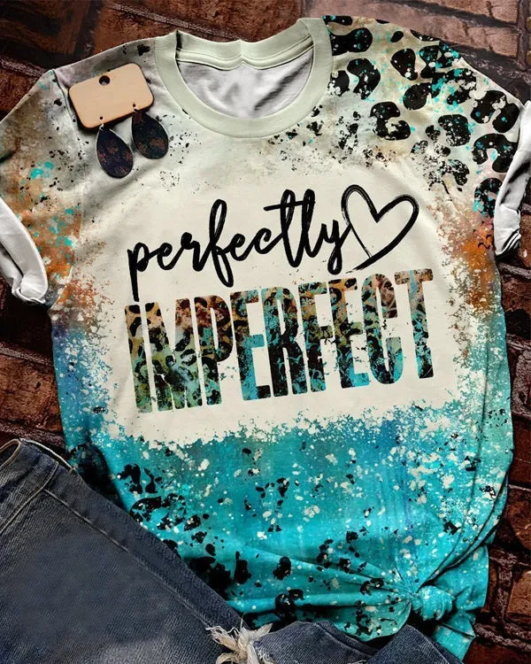 Printed Pullover Round Neck Printed Short Sleeve Loose T shirt Emerald - Shop at LoveMi
