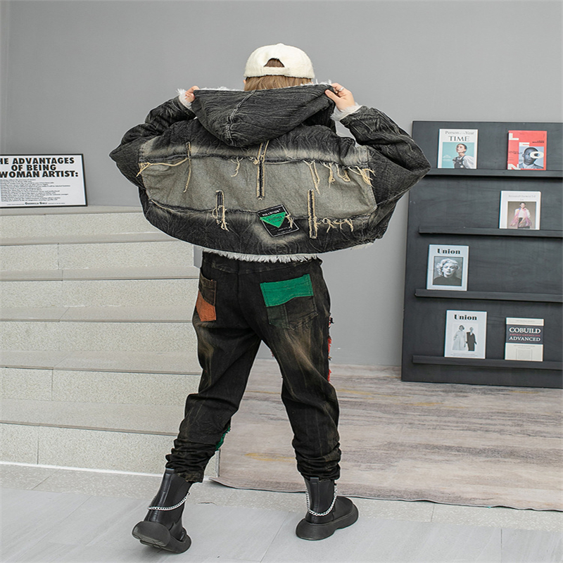 Warm Berber Fleece Hooded Batwing Sleeve Do The Old Cowboy Coat For Women Autumn