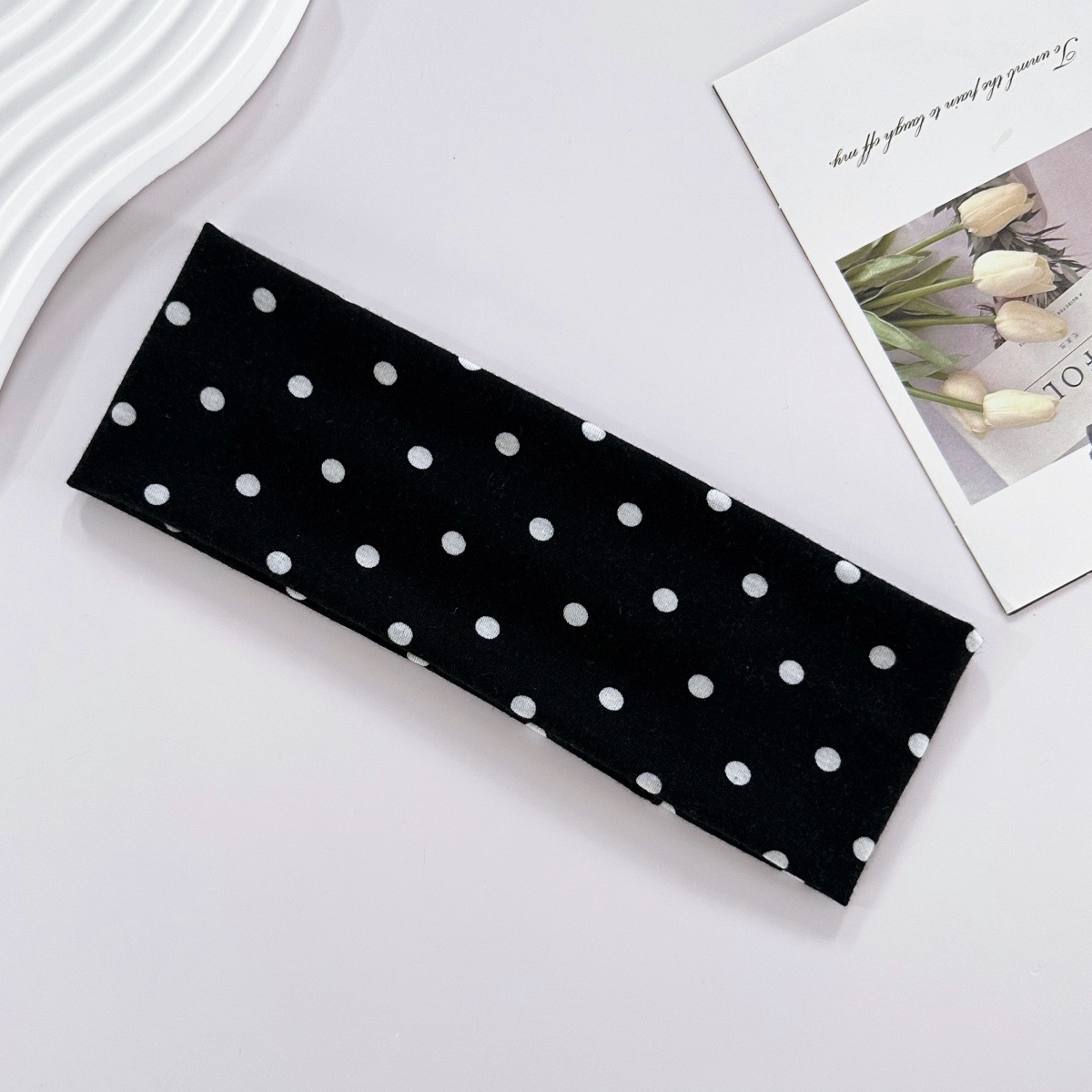New Polka dot Yoga Elastic Headband Black - Shop at LoveMi