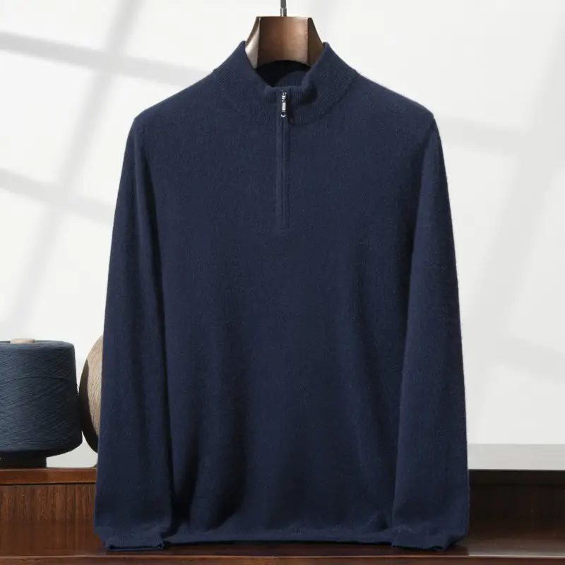 Men's Cashmere Sweater Zip-up Turtleneck Young And Middle-aged