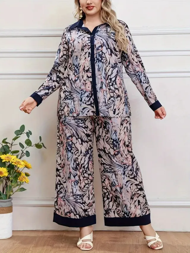 Ethnic Geometric Long Sleeve Shirt Trousers Suit Wg18Wr06Zn241031T005 - Shop at LoveMi