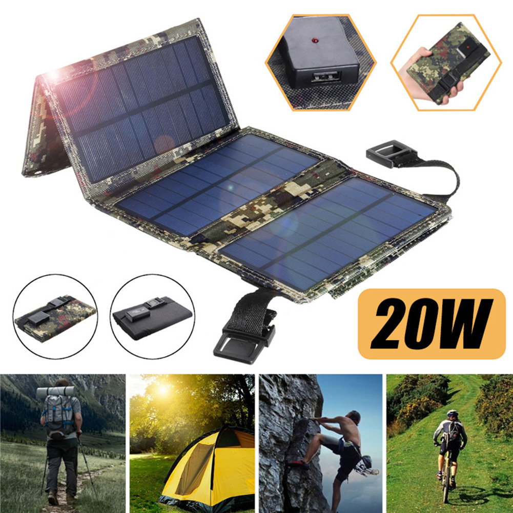 Title 7, 20W Portable Solar Panel Outdoor Power Supply