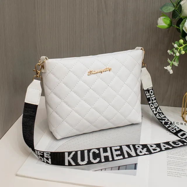 Small Messenger Bag For Women Trend Lingge Embroidery Female Shoulder Bags Fashion Chain Ladies Crossbody Purse White - Shop at LoveMi