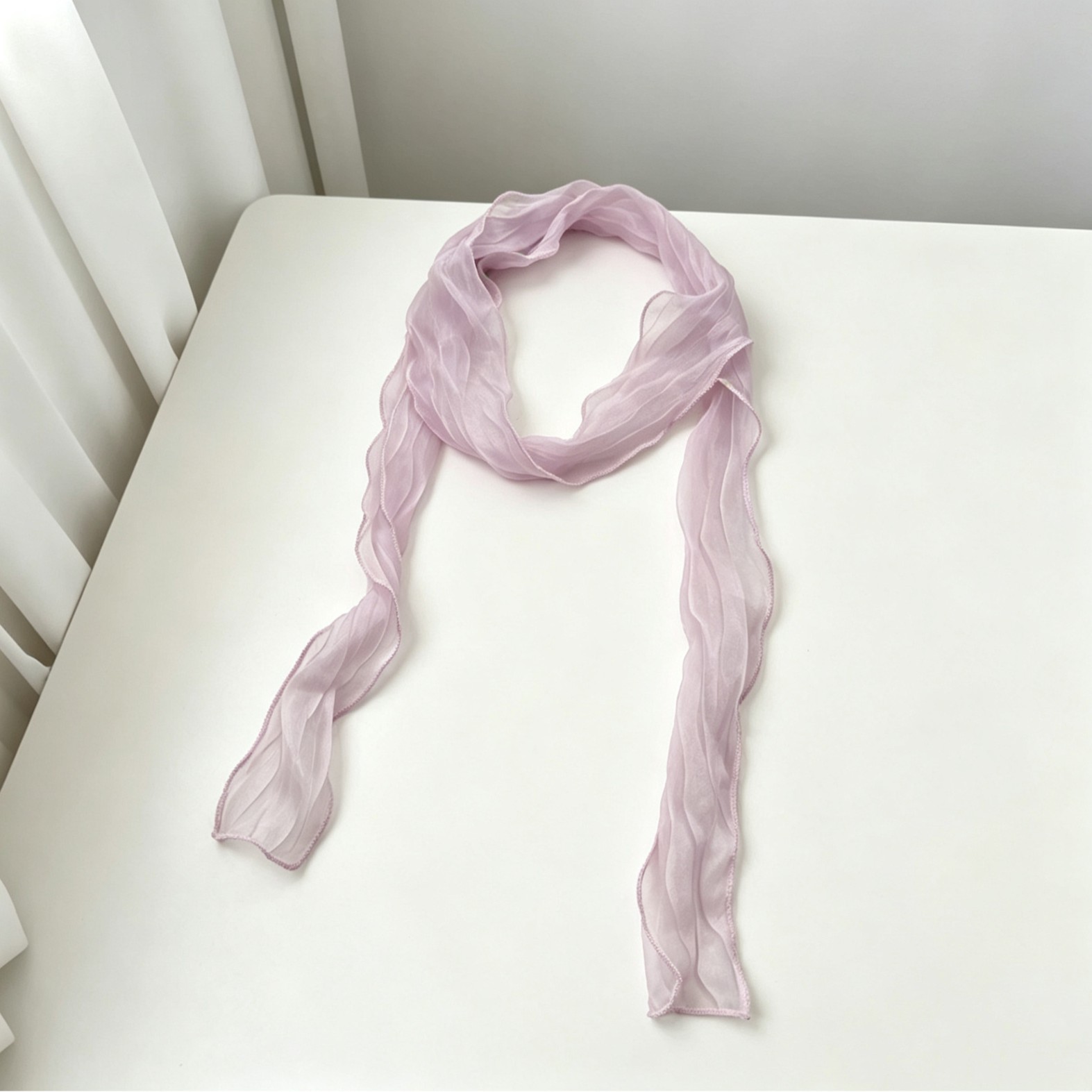 Versatile Solid-color Long Scarf With Wavy Edges