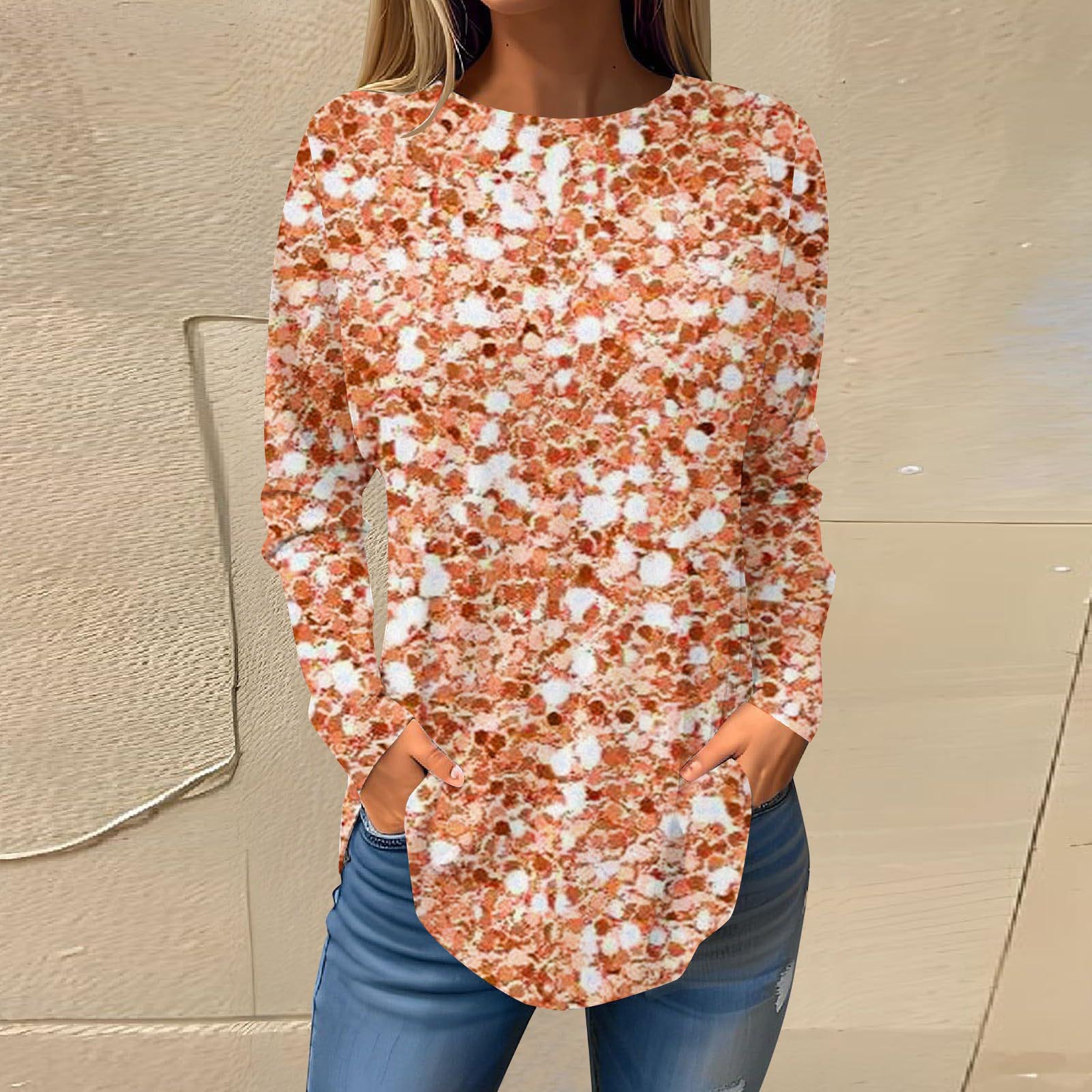 Women's Printed Wear Leisure Round Neck Long Sleeve Top