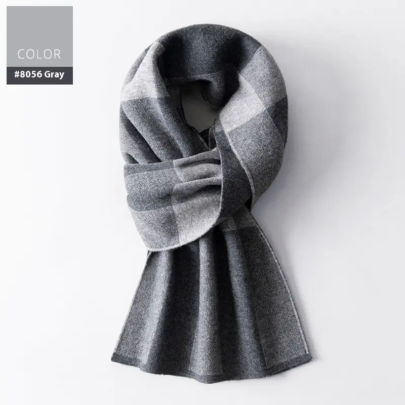 Wool Scarf Men's Winter Plaid Double-sided
