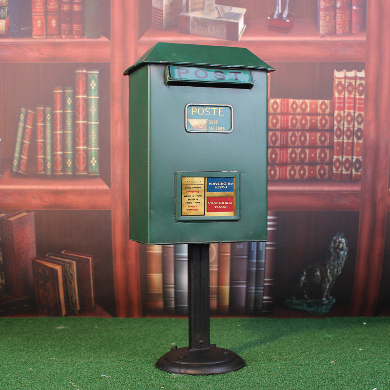 Retro tin mailbox piggy bank - vintage metal money box