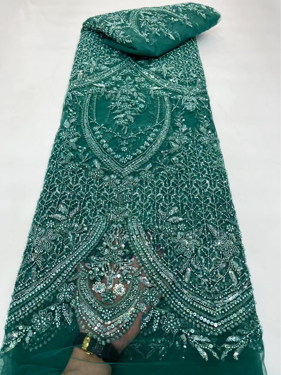 High-grade Lace Beads Sequined Mesh Embroidery Fabric — foto 20